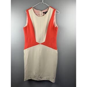 Sharagano Dress Womens 10‎ Sleeveless Orange/Tan colorblock Career Office NEW